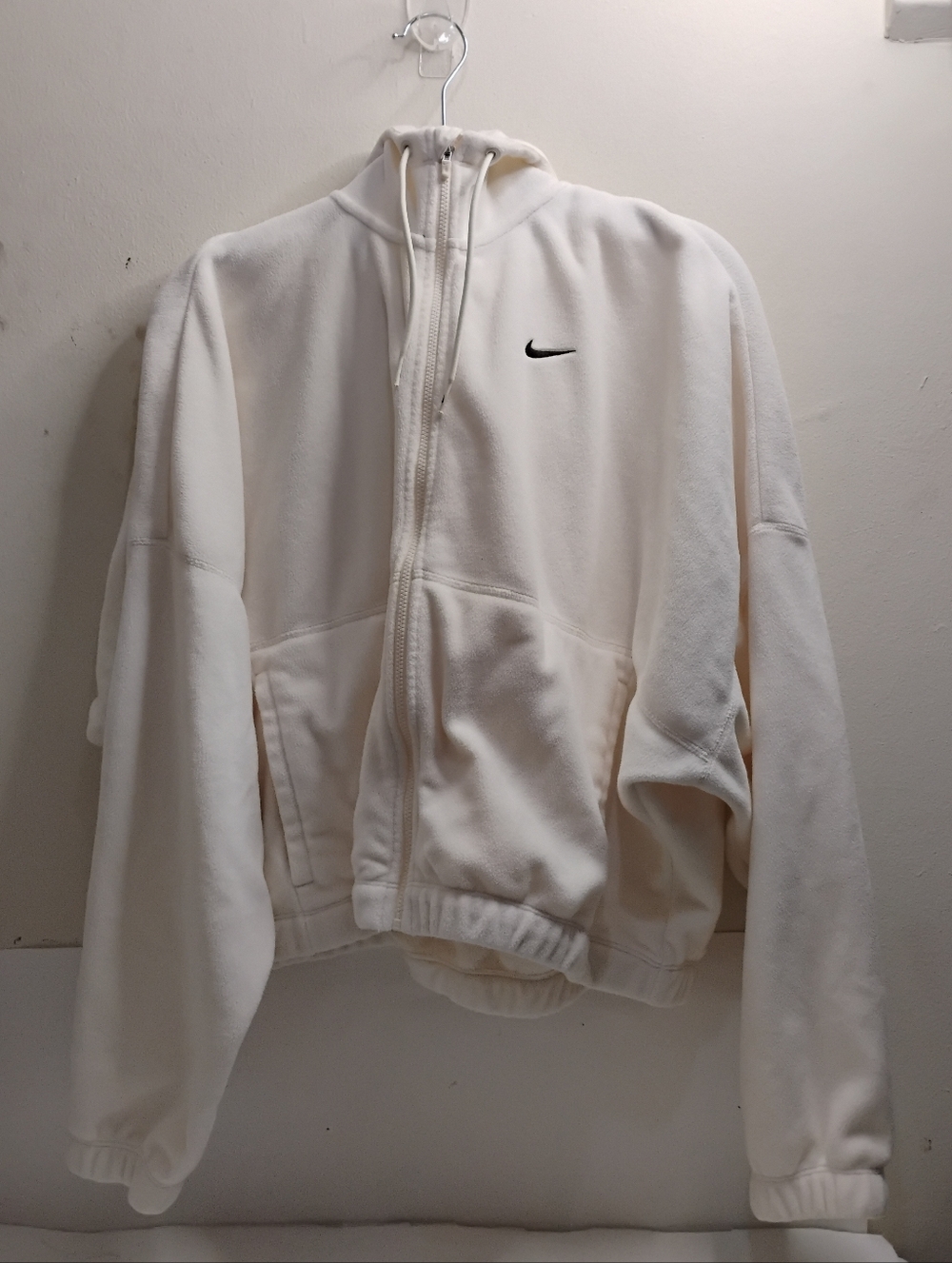 Nike Therma Fit Women's Ivory White Fleece Fully Zip Hoodie Size Medium